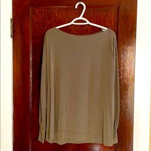 Olive green boat neck LOFT blouse
